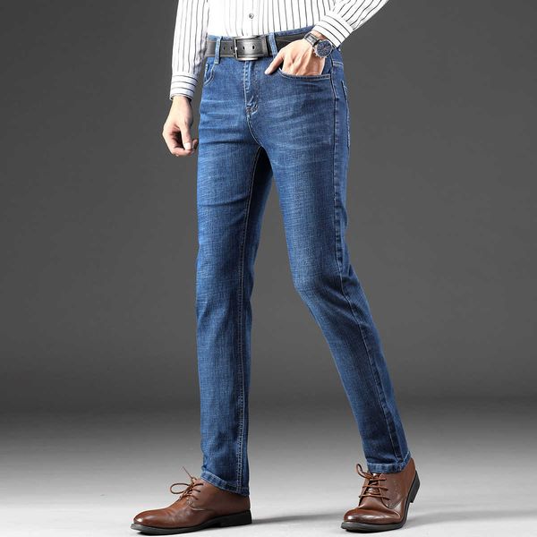 

2020 spring and autumn jeans loose straight thin stretch casual pants men's trend, Black