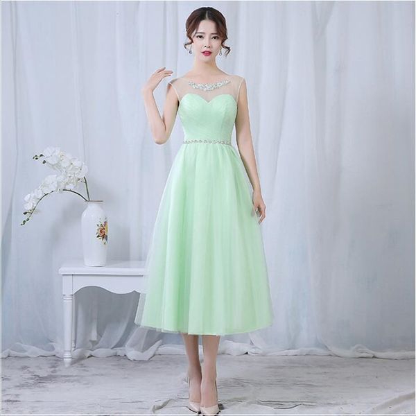 

Mint Green Evening Dresses Tea Length Tulle Sweetheart Lavender Dusty Rose Under 50 Wedding Prom Party Dress