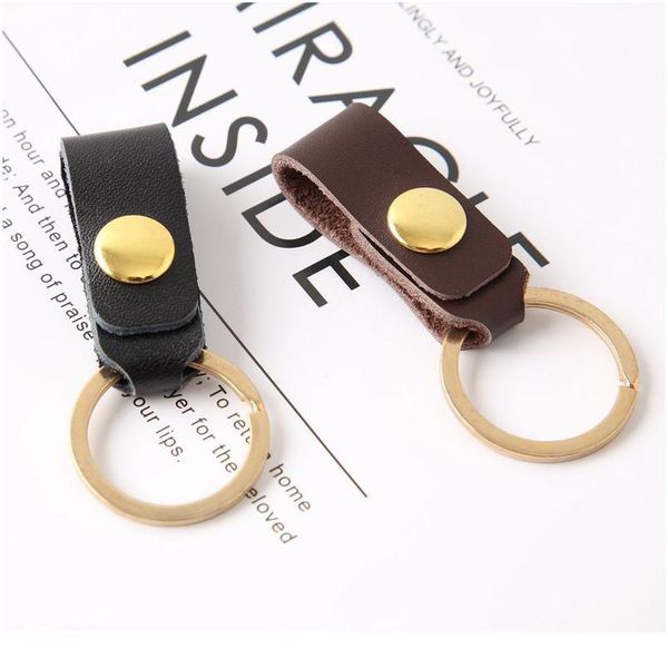 

vintage handmade cowhide leather car keychain waist hanging leather key chain brass cowhide wallet keychains key rope jllrzc