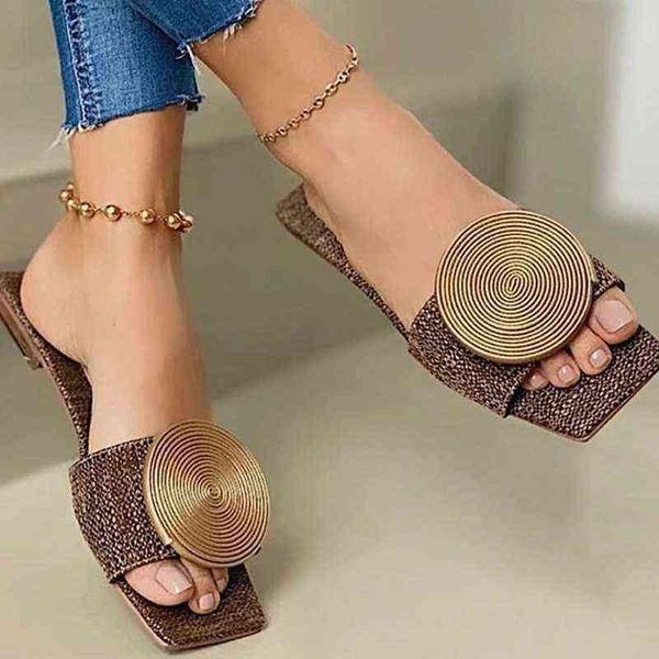 

casual sandals summer women's flat sandals solid color fashion outdoor large 2022 220121, Black