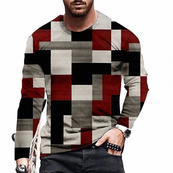 

men's t shirt 3d print color block graphic prints tartan crew neck daily holiday print long sleeve casual designer big and tall red q5, White;black