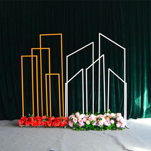 

party decoration wrought iron wedding beveled geometric screen shelf stage three-dimensional flower stand background arch