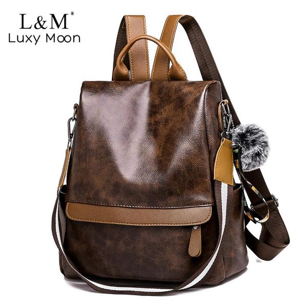 

женщины кожа рюкзак большой браун многофункциональный мешок школы для девочек-подростков самка дорожные рюкзаки mochila xa85h sqcdbg bdehair