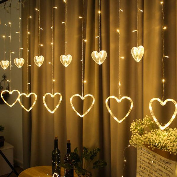 

party decoration 2.5m heart shaped curtain light string lights christmas garland outdoor for home wedding year decor