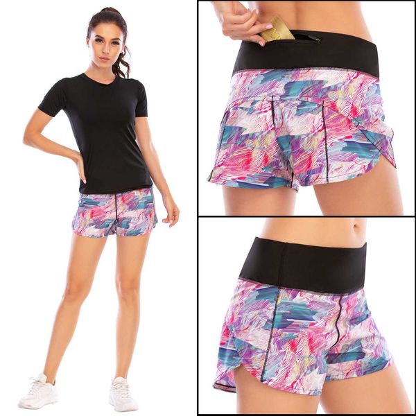 

running pants quick-drying fitness anti-exposure lining sports training zipper yoga shorts female australia force 12009, Black;blue