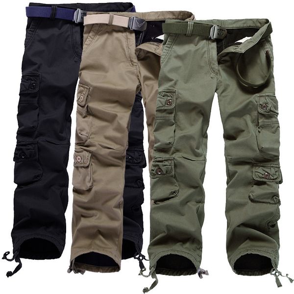 

men's pants veet thick loose plus size casual warm outdoor trousers, Black