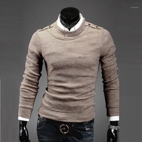 

zogaa autumn spring new men's sweater solid color round neck men's base sweater pullover warm clothes male clothing 20211, White;black