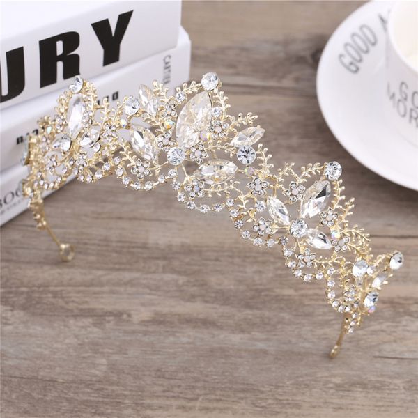 

new european style diamond inlaid pearl crystal bridal headdress church wedding princess beauty crown hair ornament, Silver