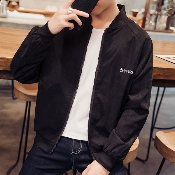 

men's slim fit jacket fashion handsome spring and autumn casual baseball suit kg-394, Black;brown