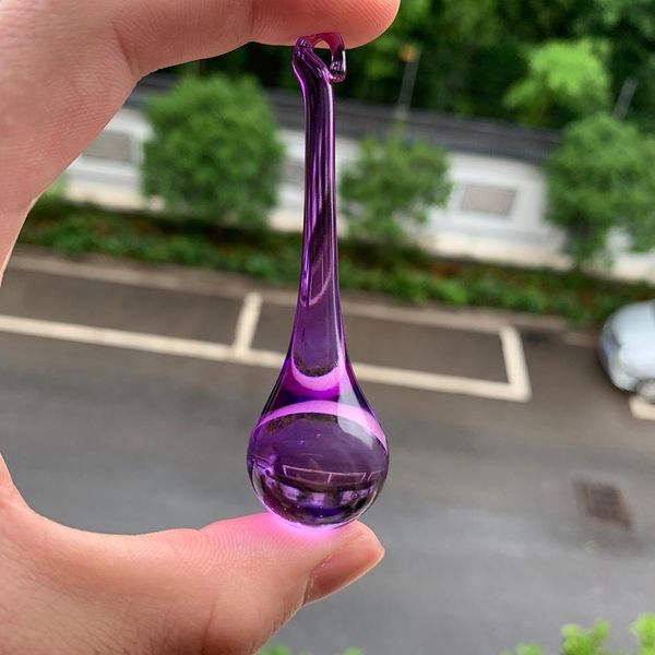 

5pcs 80mm purple glass water drop chandelier pendants crystal curtain parts icicle crystal chandelier suncatcher diy h bbyjru