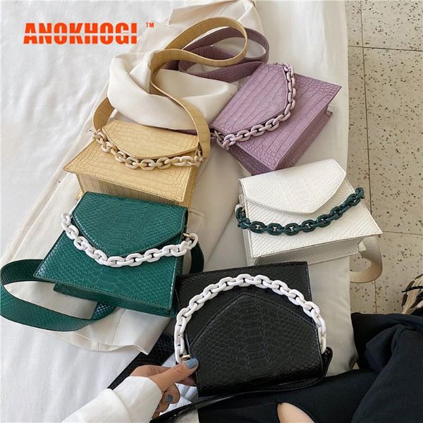 

anokhogi 2020 камень шаблон женский корейский стиль сумка плеча мода pure color cains сумочка zx32