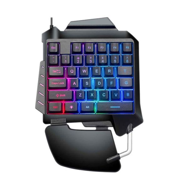 

one handed wired mechanical keyboard 35 keys single handed gaming mini keypad ergonomic led backlit for pc phone ps4 gamers
