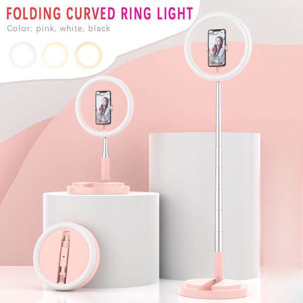

10 inch folding dimmable led phone holder youtube video shooting live streaming makeup selfie ring light with stand