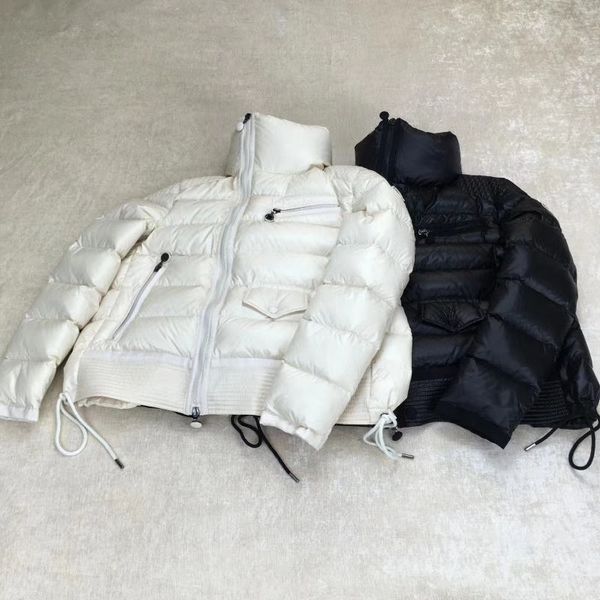 

counter synchronization women's down jacket short black and milky white large lapel keep warm 90% white duck down coat 201103