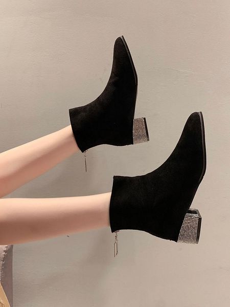 

white ankle boots brand women's shoes booties ladies zipper clogs platform boots-women low fashion med autumn elegant rubber, Black