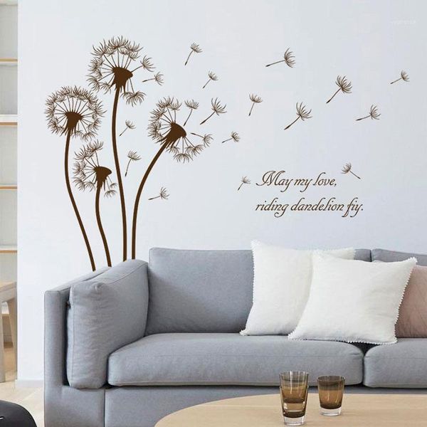 

brown color dandelion wall sticker living room bedroomkids rooms home decor pvc autocollant mural1