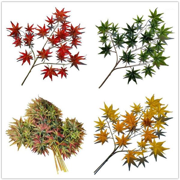 

decorative flowers & wreaths red maple branch artificial green leaf for wedding christmas interior tree decorations diy fake material1