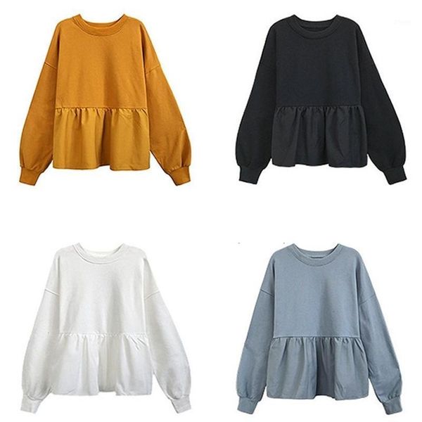 

female long sleeve women woman casual loose women solid clothes1, Black