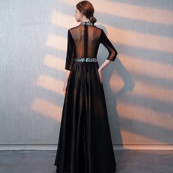 

2021 new arrival black velvet soiree robe prom bride to be dressed as a party gown xx33 evening, Black;red