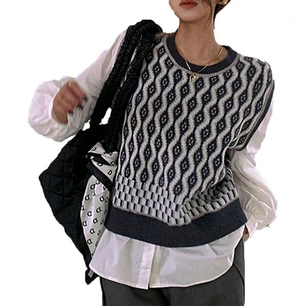 

fake two-piece women sweater long sleeves stitching design knit pullover autumn 2020 new korean style pullover thin sweater1, White;black