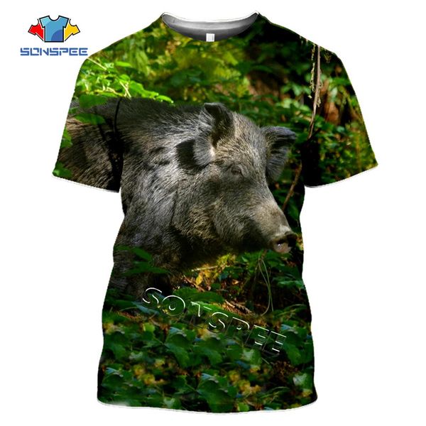 

summer hunting wild boar animals 3d print shirts horror oversized plus size men clothing