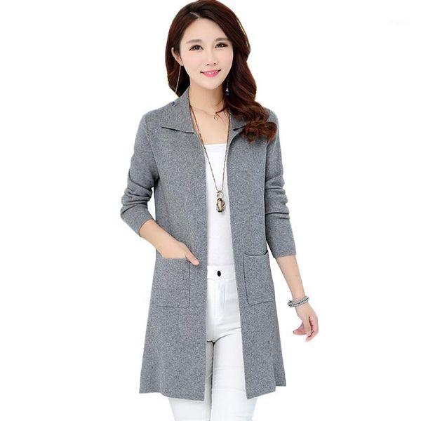 

long sleeve loose knitting cardigan sweater women 2020 new spring autumn fashion knitted long cardigan female outerwear1, White