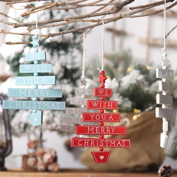 

christmas decorations creative wooden mini tree pendant xmas decoration for home ornaments door window merry christmas1