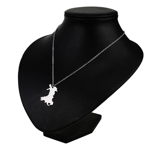 

europe and the united states stainless steel welsh map pendant necklace, Silver