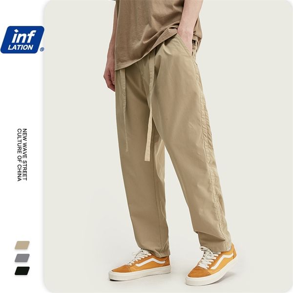 

inflation summer streetwear men pants full length hip hop mens pants broadcloth drawstring loose fit casual men pants 3062s20 201109, Black