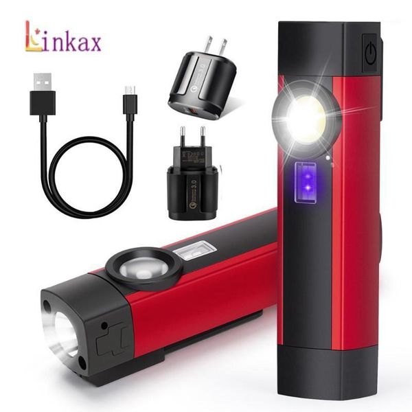 

flashlights torches mini portable uv ultraviolet 395nm led cob magnetic usb rechargeable 4 mode work light torch1