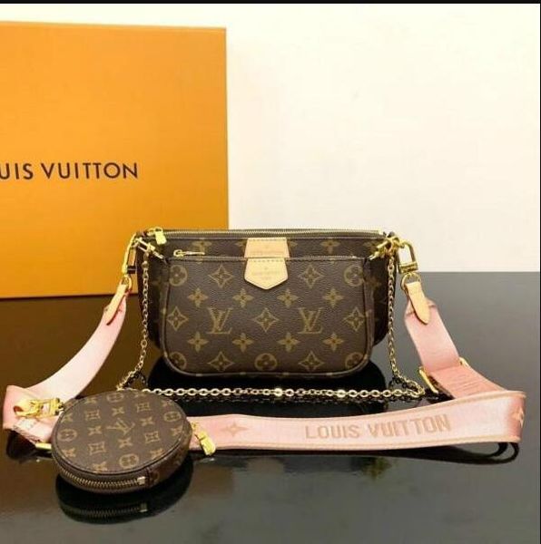 

new women handbags 3 pcs bagsset bags leather crossbody messenger shoulder bags tote clutch bag purses lv louis vuitton, Golden;silver