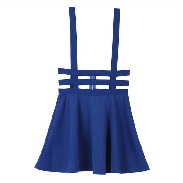 

hollow women ladies skater strap midi skirt suspender skirt mini kawaii pleated skirt useful drop shipping, Black