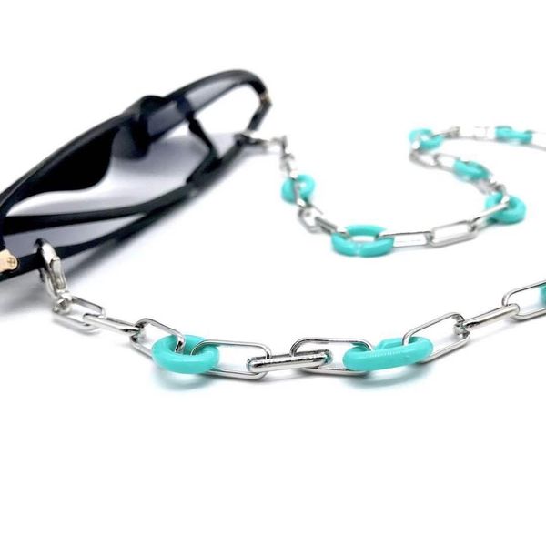 

2020 chic tailh women bbypuf straps holder chain necklace h chain mask color silver sunglasses blue fashion accessories acrylic rrofq