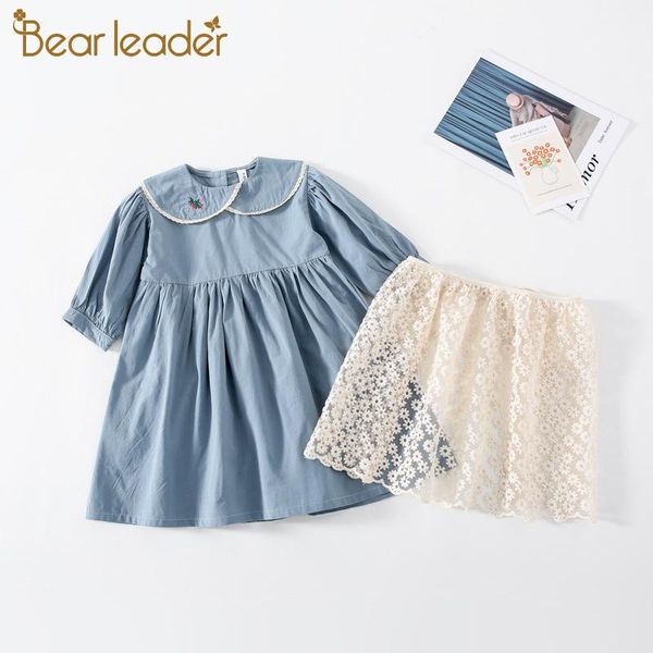 

girl's dresses bear leader girls fashion princess dress autumn long sleeve party costumes children ruffles clothes with lace bib 1-5 ye, Red;yellow