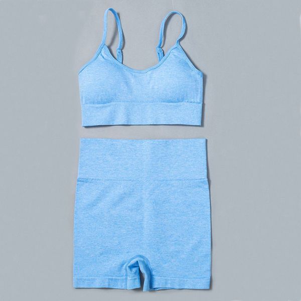 

seamless 2pcs/4pcs gym set crop v-neck sports bra high waist leggings shorts yoga set women fitness sport workout suits c0122, Gray