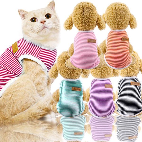 

dog apparel spring/summer vest pet t-shirt striped shirt cotton clothes for dogs cats puppy dropshippping yorkshire