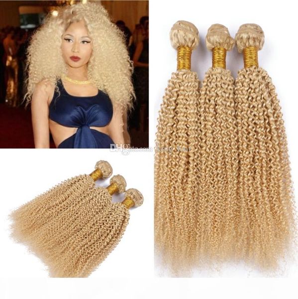 

pure color блонд ткет волос 613 kinky завитые выдвижения волос 3шт много белить blonde 613 afro kinky завитые человеческих волос пучки для ж, Black