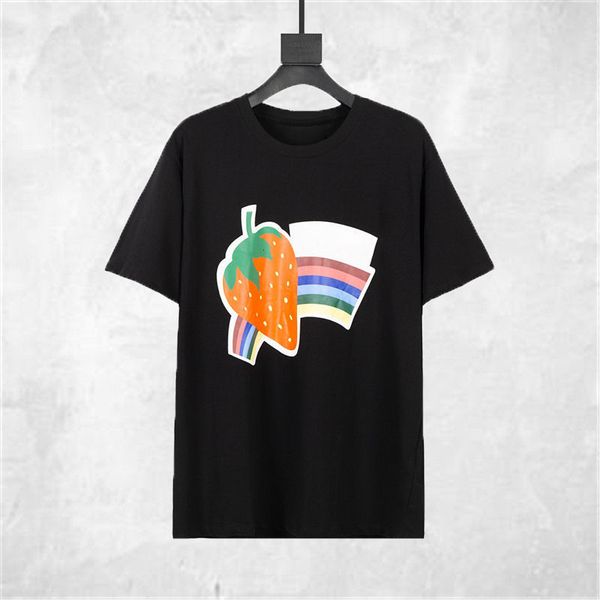 

fashion stylist womens t shirts 2021 men women couples strawberry short sleeve shirt summer hip hop tees, White