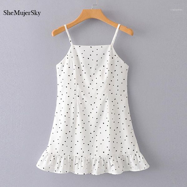 

shemujersky white dresses woman party night heart print mini ruffles dress summer women strappy dress vestito donna1, Black;gray