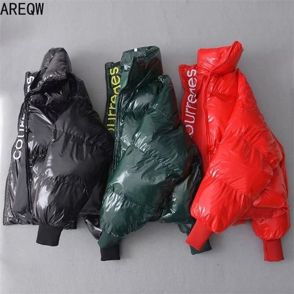 

winter glossy down parka women's waterproof coat embroidery jacket large size loose winter warm thick parka women jacket 201217, Black