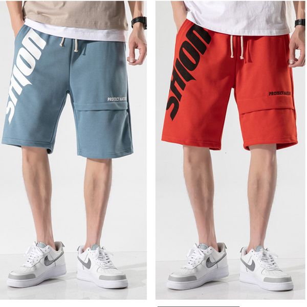 

2021 new summer cotton short men fashion streetwear letter print men's sport shorts young college style pants uqvd, White;black