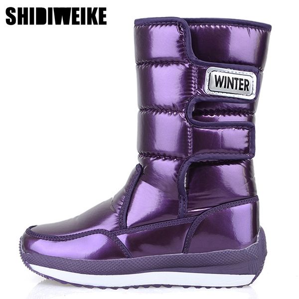 

women boots waterproof winter shoes women snow boots platform keep warm mid-calf winter boots with thick fur heels botas mujer 201020, Black