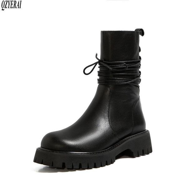 

qzyerai black riding boots genuine leather female boots women's autumn and winter cowhide women's shoes size 34-40