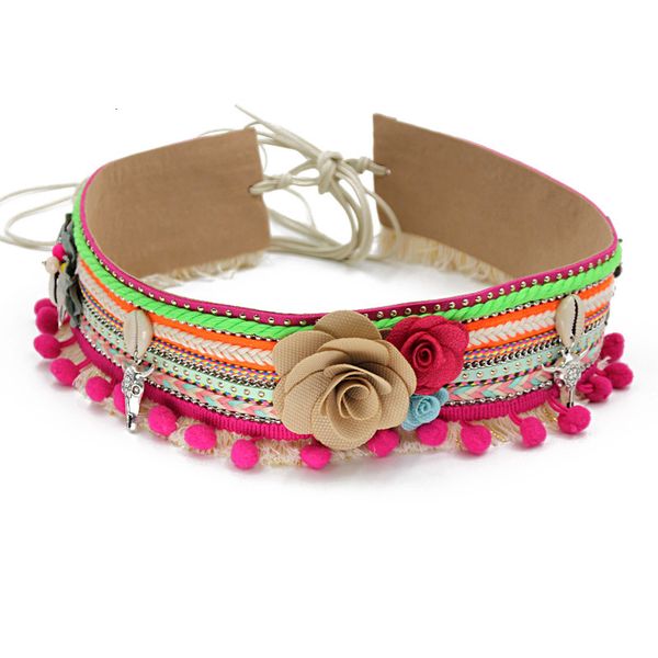

vonnor fashion handmade woven tassel belt for women bohemian fringed shell female accessories decoration belt for dress j1209, Black;brown