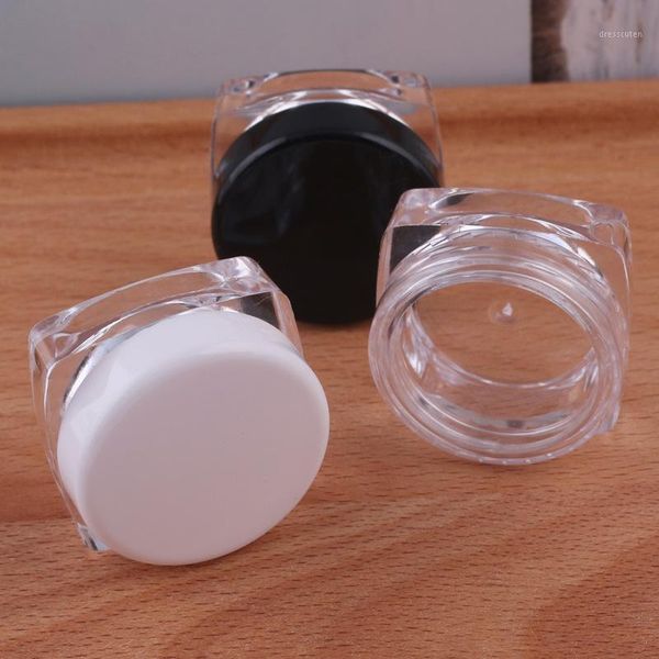 

5pcs empty plastic square 3g cream pot loose jar refill container cosmetic packing1