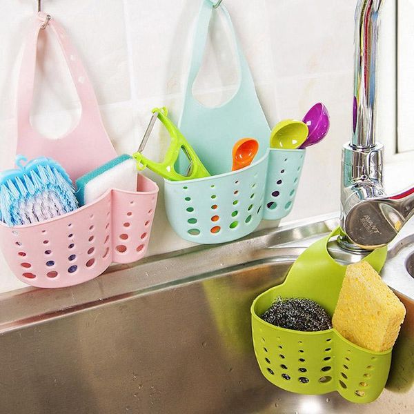 

creative adjustable snap type sink storage basket kitchen rack faucet sponge drain bag bathroom wall mount rack bath accessorie qylnsp
