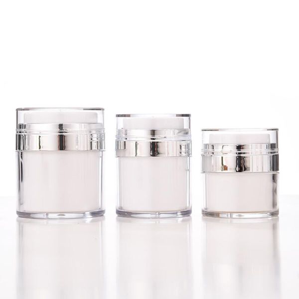 

2021 15 30 50g pearl white acrylic airless jar round cosmetic cream jar pump cosmetic packaging container