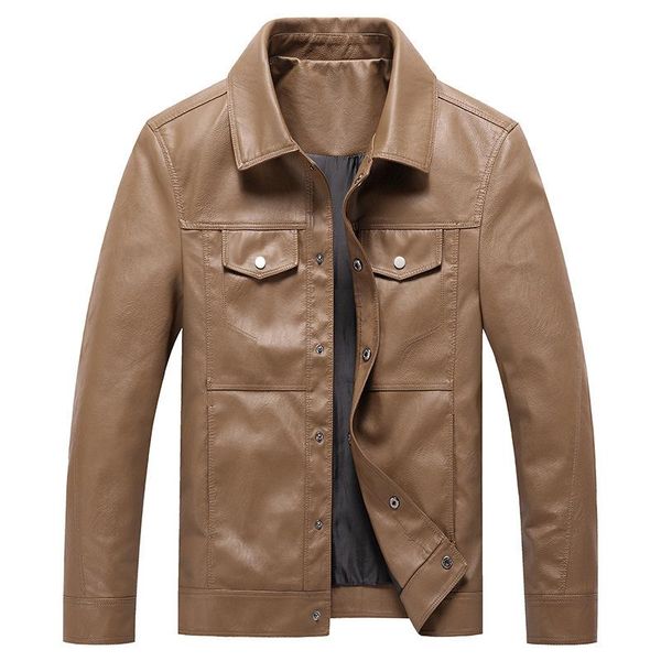 

2020 men slim leather jackets mens motorcycle leather jacket men covered button coats brand clothing male outwear, Black