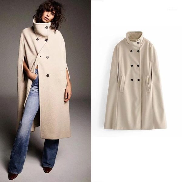 

woolen korean style coat long casual style sleeveless cloak wool women fashion coat autumn 2020 women warm jacket cashmere1, Black