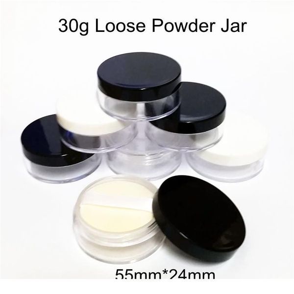 

30pcs/lot 30g empty loose powder jar with sifter puff 30ml plastic powder compact makeup case tools containers pot trave qylivv